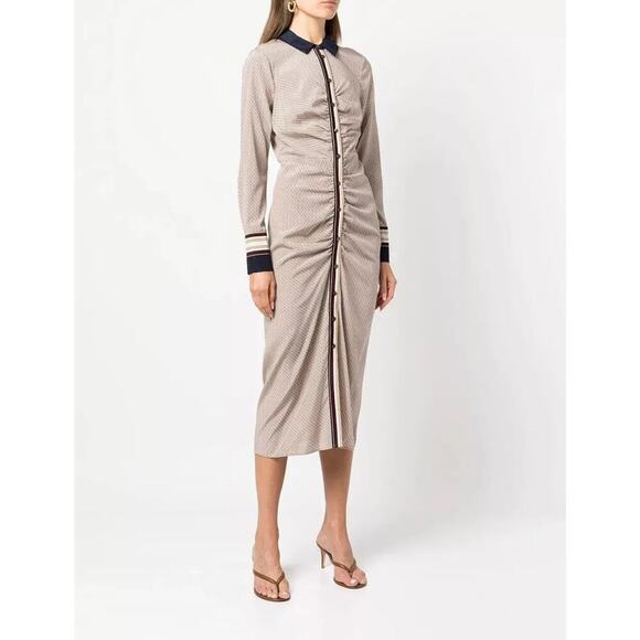 Veronica Beard Silk Print Button Front Shirt Midi Dress Women's Size 10 NWT - Picture 2 of 13